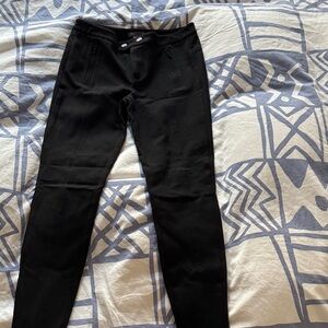 Vince Black High-Waist Ponte Pants with Branded Snap Buttons